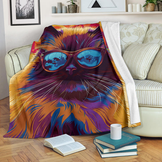 Himalayan cat Blanket, Trippy Psychedelics Himalayan cat Fleece Blanket, Himalayan cat Throw Blanket, Himalayan cat Gifts