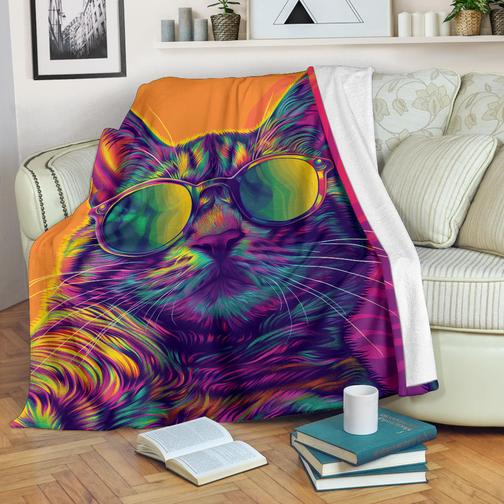 Egyptian Mau cat Blanket, Trippy Psychedelics Egyptian Mau cat Fleece Blanket, Egyptian Mau cat Throw Blanket, Egyptian Mau cat Gifts