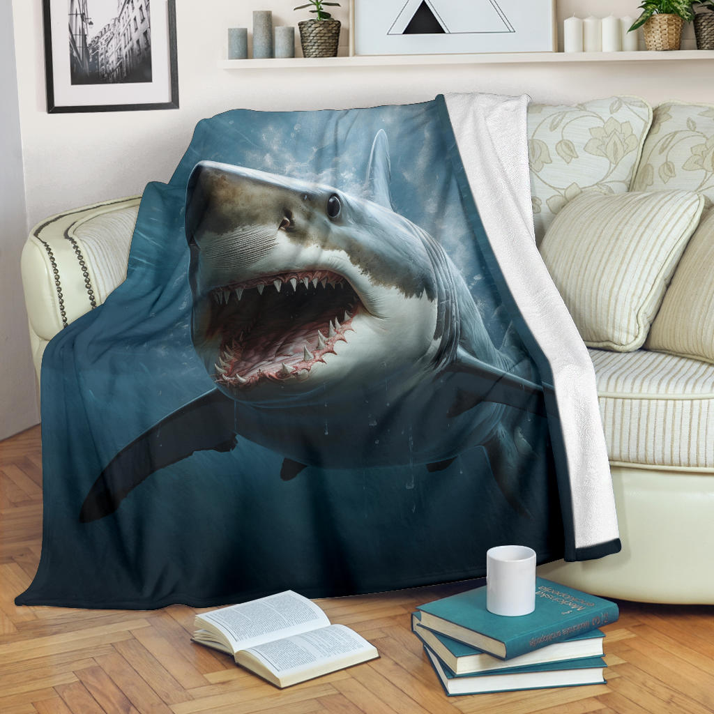 Great White Shark Blanket, Shark Throw Blanket, Shark Fleece Blanket, Shark Gifts, Custom Shark Blanket