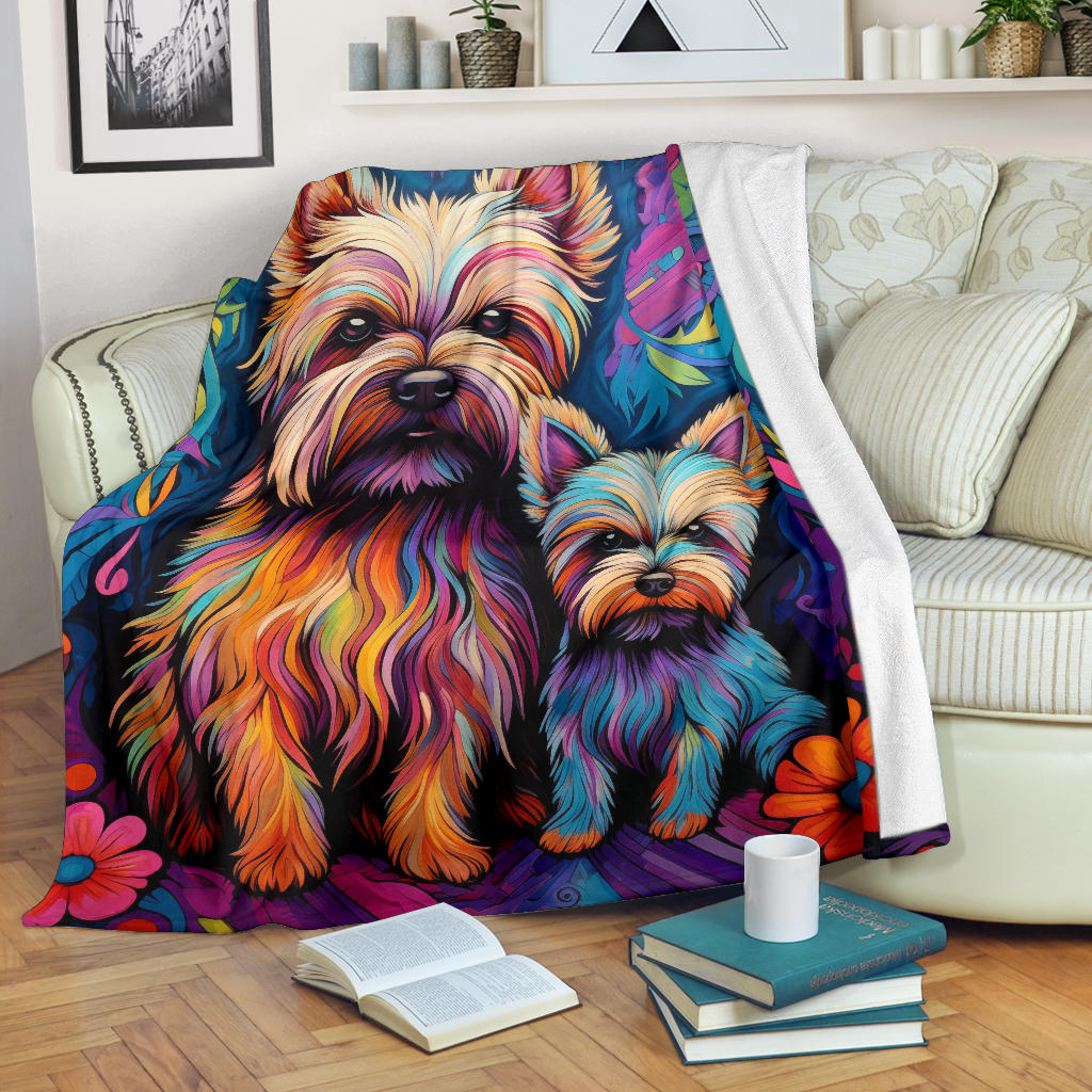 Cairn Terrier Blanket, Trippy Psychedelics Cairn Terrier Fleece Blanket, Cairn Terrier Throw Blanket, Cairn Terrier Gifts