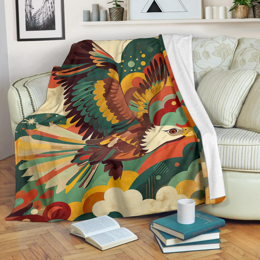 Eagle Blanket, Trippy Psychedelics Eagle Fleece Blanket, Eagle Throw Blanket, Eagle Gifts