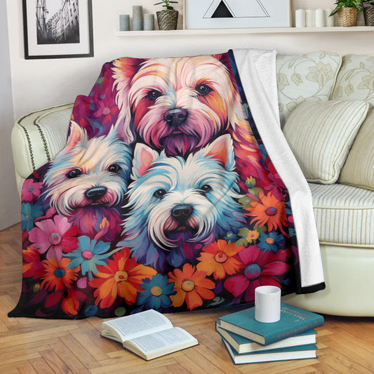 West Highland White Terrier Blanket, Trippy Psychedelics West Highland White Terrier Fleece Blanket, West Highland White Terrier Throw Blanket, West Highland White Terrier Gifts