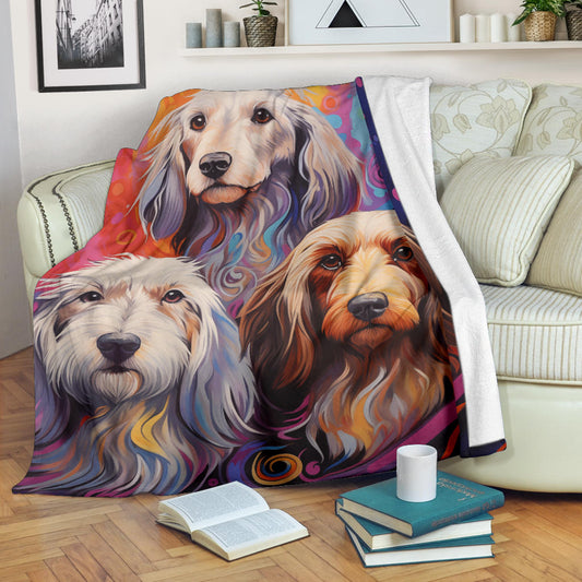 Petit Basset Griffon Vendeen Blanket, Trippy Psychedelics Petit Basset Griffon Vendeen Fleece Blanket, Petit Basset Griffon Vendeen Throw Blanket, Petit Basset Griffon Vendeen Gifts