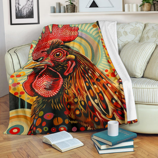 Chicken Blanket, Trippy Psychedelics Chicken Fleece Blanket, Chicken Throw Blanket, Chicken Gifts