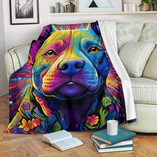 American Pit Bull Blanket, Trippy Psychedelics American Pit Bull Fleece Blanket, American Pit Bull Throw Blanket, American Pit Bull Gifts