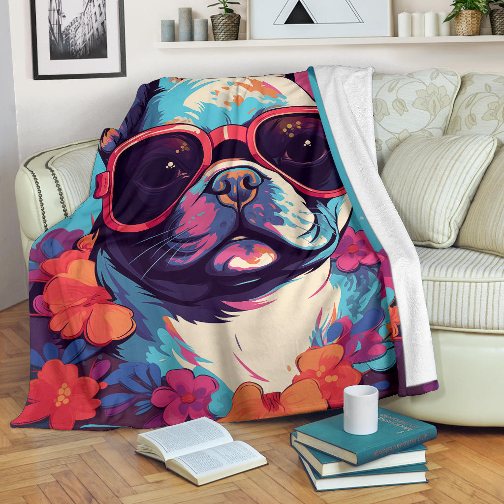 French Bulldog Blanket, Trippy Psychedelics French Bulldog Fleece Blanket, French Bulldog Throw Blanket, French Bulldog Gifts