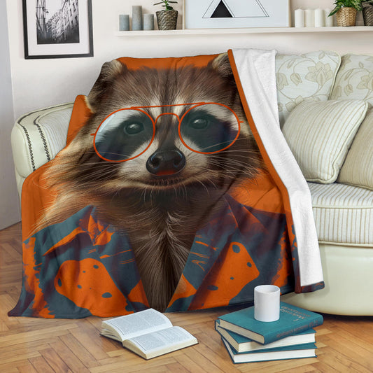 Raccoon Blanket, Trippy Psychedelics Raccoon Fleece Blanket, Raccoon Throw Blanket, Raccoon Gifts