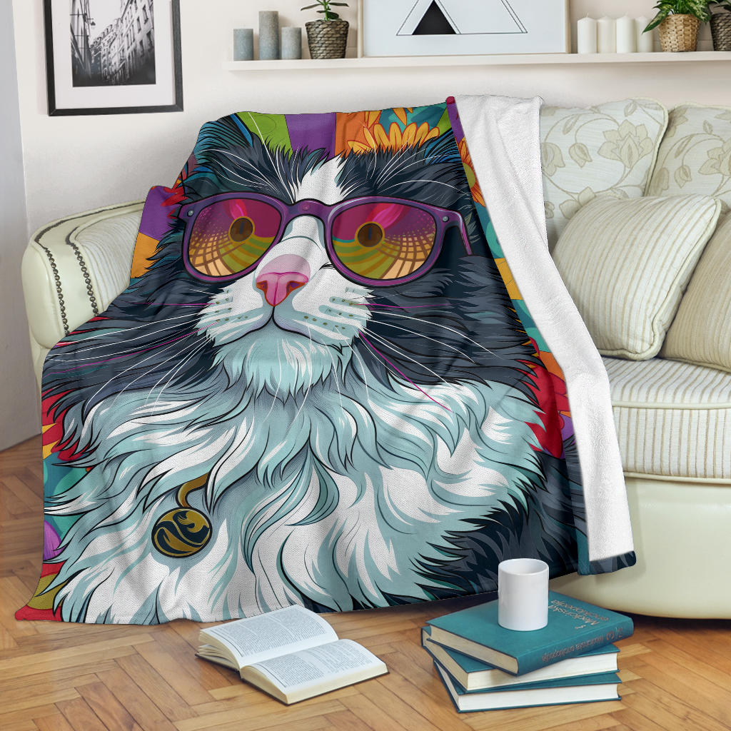 Munchkin cat Blanket, Trippy Psychedelics Munchkin cat Fleece Blanket, Munchkin cat Throw Blanket, Munchkin cat Gifts