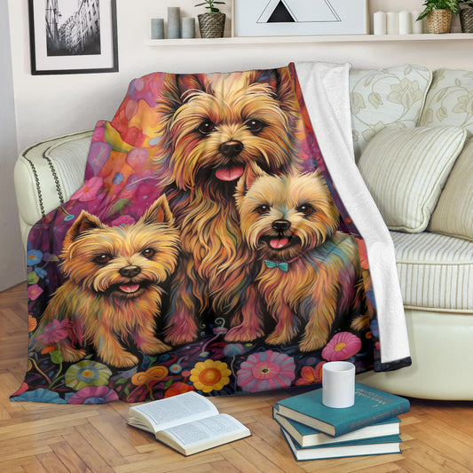 Cairn Terrier Blanket, Trippy Psychedelics Cairn Terrier Fleece Blanket, Cairn Terrier Throw Blanket, Cairn Terrier Gifts