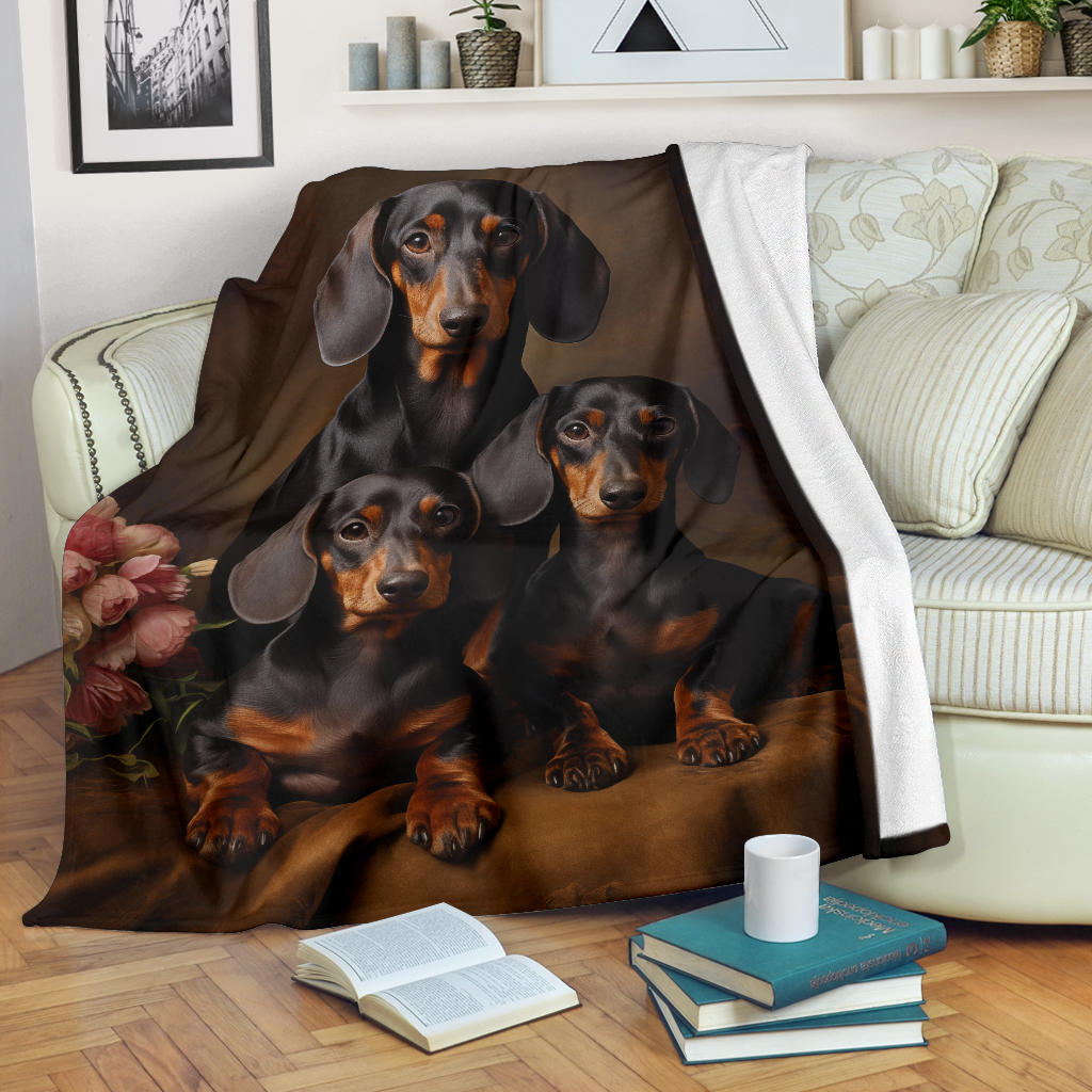 Dachshund Family Blanket, Dachshund Fleece Blanket, Dachshund Gifts, Dachshund Throw Blanket