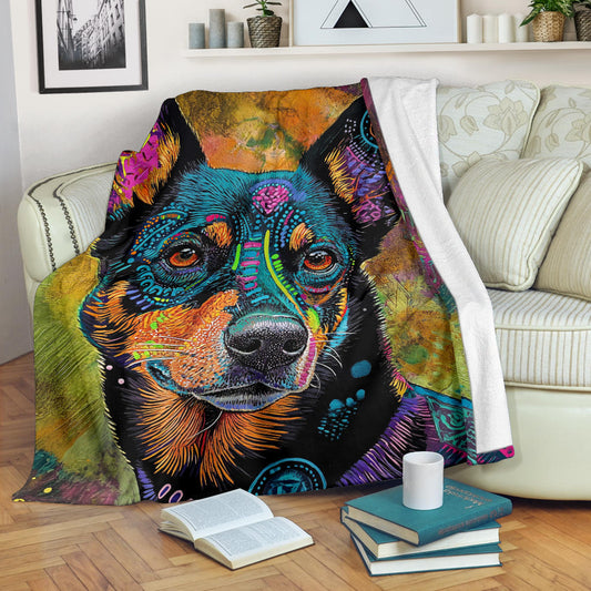 Lancashire Heeler Dog Blanket, Trippy Psychedelics Lancashire Heeler Dog Fleece Blanket, Lancashire Heeler Dog Throw Blanket, Lancashire Heeler Dog Gifts