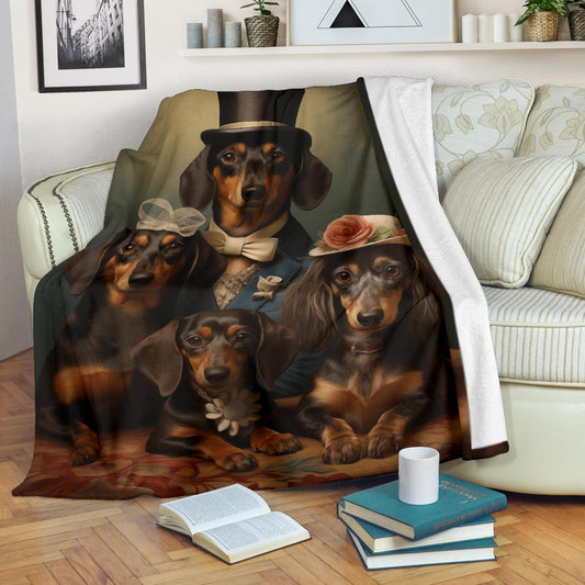 Dachshund Family Blanket, Dachshund Fleece Blanket, Dachshund Gifts, Dachshund Throw Blanket