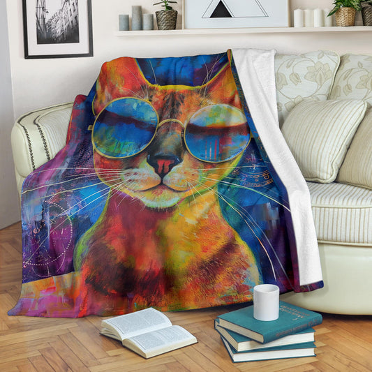 Abyssinian cat Blanket, Trippy Psychedelics Abyssinian cat Fleece Blanket, Abyssinian cat Throw Blanket, Abyssinian cat Gifts