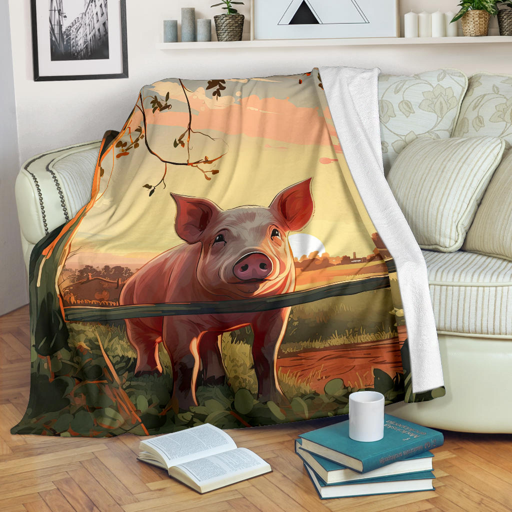 Pig Sunset Blanket