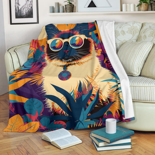 Balinese cat Blanket, Trippy Psychedelics Balinese cat Fleece Blanket, Balinese cat Throw Blanket, Balinese cat Gifts