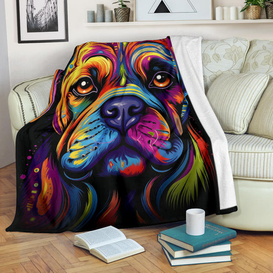 Bullmastiff Blanket, Trippy Psychedelics Bullmastiff Fleece Blanket, Bullmastiff Throw Blanket, Bullmastiff Gifts