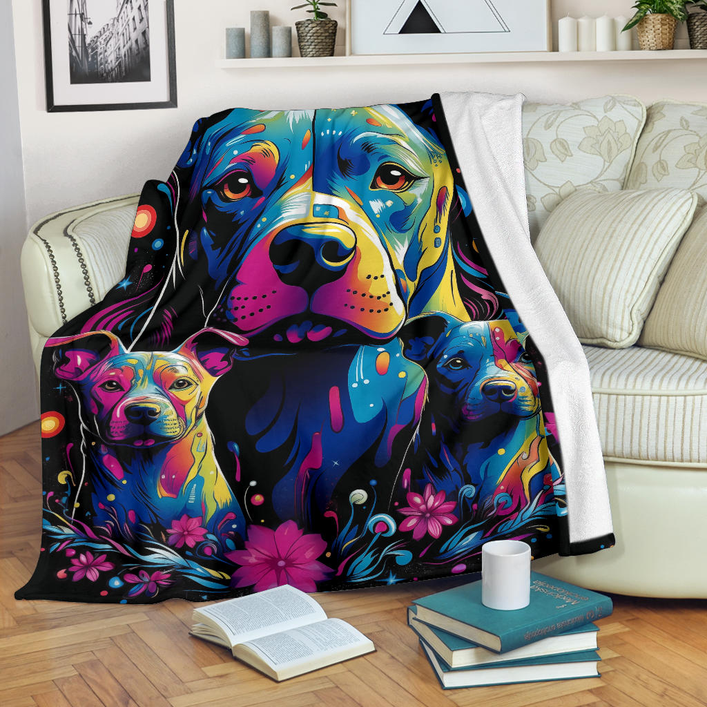 American Pit Bull Blanket, Trippy Psychedelics American Pit Bull Fleece Blanket, American Pit Bull Throw Blanket, American Pit Bull Gifts