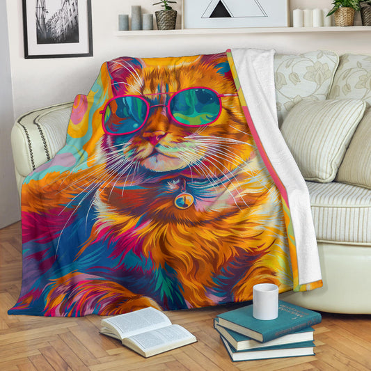 American Bobtail cat Blanket, Trippy Psychedelics American Bobtail cat Fleece Blanket, American Bobtail cat Throw Blanket, American Bobtail cat Gifts