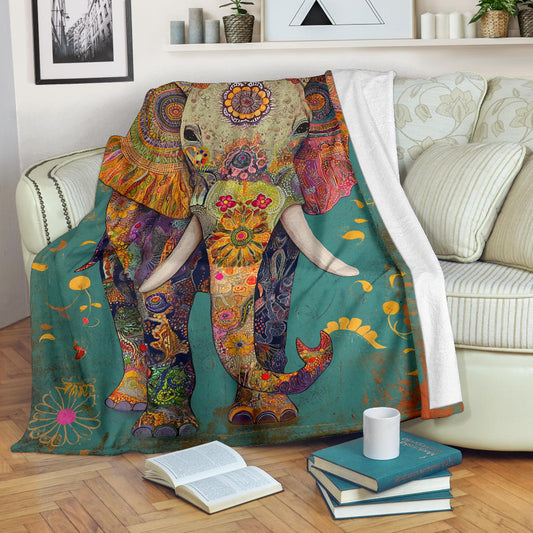 Elephant Blanket, Trippy Psychedelics Elephant Fleece Blanket, Elephant Throw Blanket, Elephant Gifts