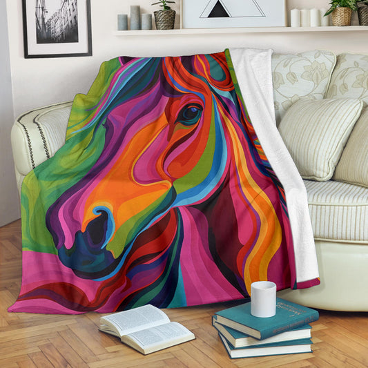 Horse Blanket, Trippy Psychedelics Horse Fleece Blanket, Horse Throw Blanket, Horse Gifts