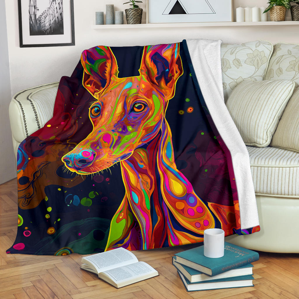 Ibizan Hound Blanket, Trippy Psychedelics Ibizan Hound Fleece Blanket, Ibizan Hound Throw Blanket, Ibizan Hound Gifts