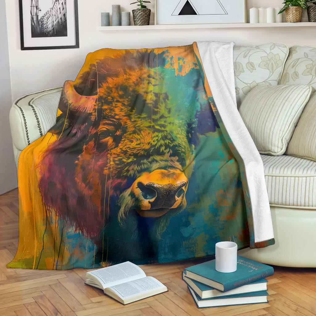 Buffalo Blanket, Trippy Psychedelics Buffalo Fleece Blanket, Buffalo Throw Blanket, Buffalo Gifts