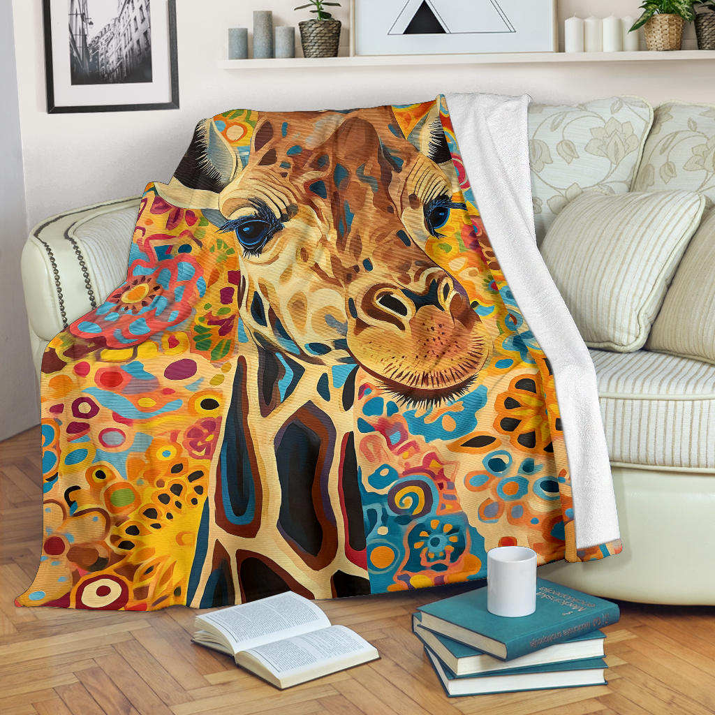 Giraffe Blanket, Trippy Psychedelics Giraffe Fleece Blanket, Giraffe Throw Blanket, Giraffe Gifts