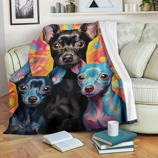 American Hairless Terrier Blanket, Trippy Psychedelics American Hairless Terrier Fleece Blanket, American Hairless Terrier Throw Blanket, American Hairless Terrier Gifts