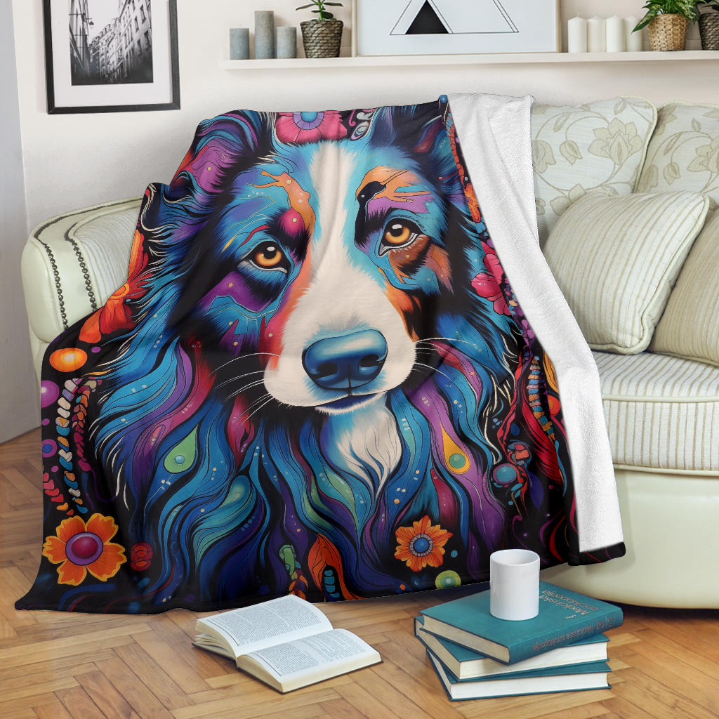 Australian Shepherd Blanket, Australian Shepherd Trippy Psychedelics Blanket, Australian Shepherd Gifts, Australian Shepherd Throw Blanket