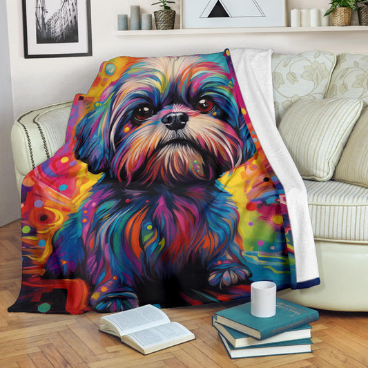 Shih Tzu Blanket, Shih Tzu Trippy Psychedelics Blanket, Shih Tzu Gifts, Shih Tzu Throw Blanket