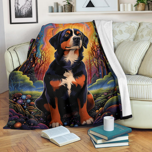 Entlebucher Mountain Blanket, Trippy Psychedelics Entlebucher Mountain Fleece Blanket, Entlebucher Mountain Throw Blanket, Entlebucher Mountain Gifts