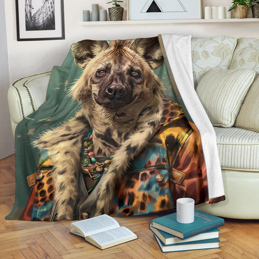 Hyena animal Blanket, Trippy Psychedelics Hyena animal Fleece Blanket, Hyena animal Throw Blanket, Hyena animal Gifts