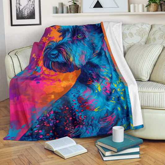 Kerry Blue Terrier Blanket, Trippy Psychedelics Kerry Blue Terrier Fleece Blanket, Kerry Blue Terrier Throw Blanket, Kerry Blue Terrier Gifts