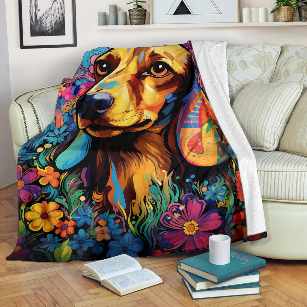 Trippy Psychedelics Dachshund Blanket, Dachshund Throw Blanket, Dachshund Fleece Blanket, Dachshund Gifts