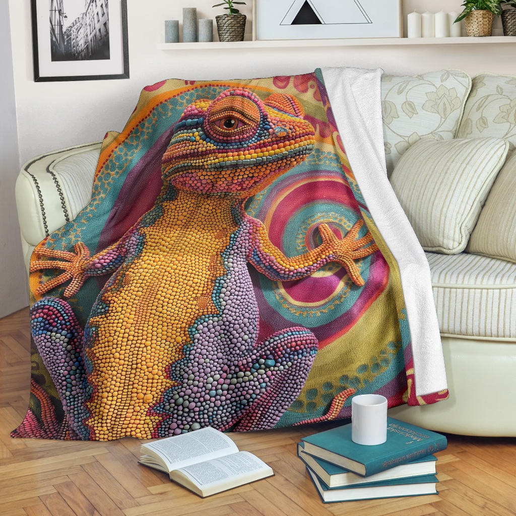 Lizard Blanket, Trippy Psychedelics Lizard Fleece Blanket, Lizard Throw Blanket, Lizard Gifts