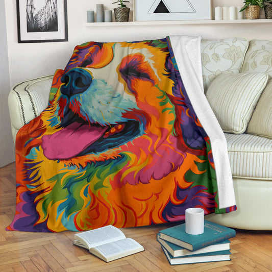 Kuvasz Dog Blanket, Trippy Psychedelics Kuvasz Dog Fleece Blanket, Kuvasz Dog Throw Blanket, Kuvasz Dog Gifts