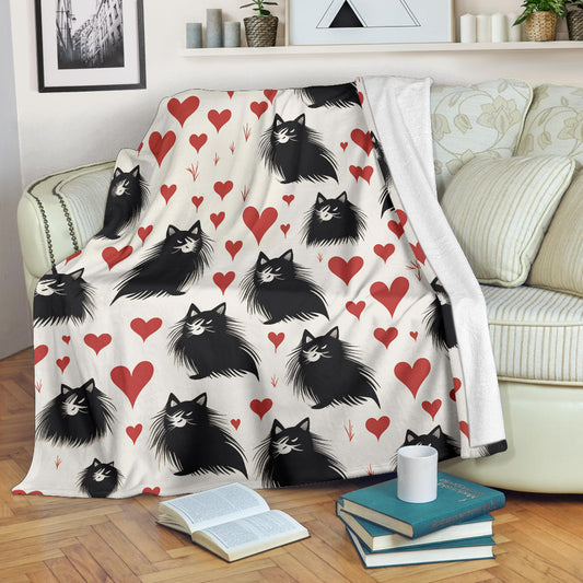 Persian Cat Hearts Blanket