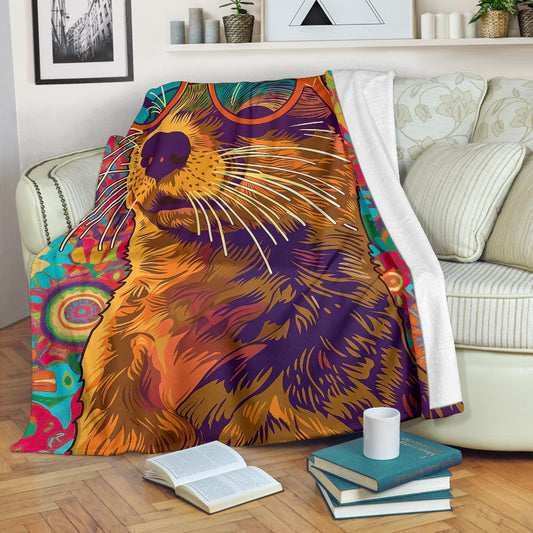 Otter Blanket, Trippy Psychedelics Otter Fleece Blanket, Otter Throw Blanket, Otter Gifts