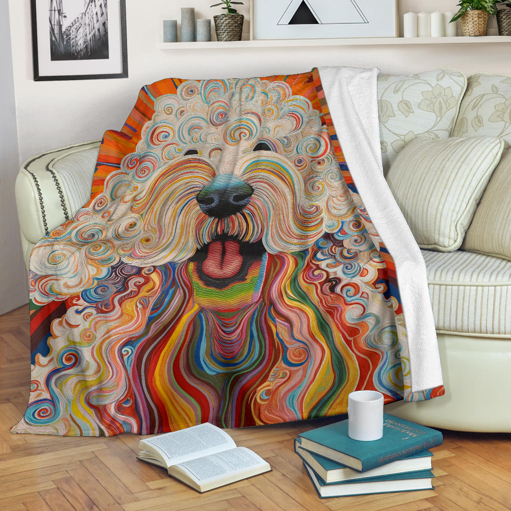 Komondor Dog Blanket, Trippy Psychedelics Komondor Dog Fleece Blanket, Komondor Dog Throw Blanket, Komondor Dog Gifts