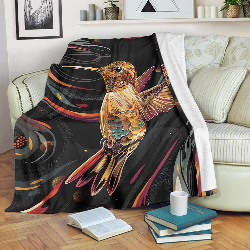 Hummingbird Blanket, Trippy Psychedelics Hummingbird Fleece Blanket, Hummingbird Throw Blanket, Hummingbird Gifts