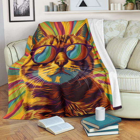 Bengal cat Blanket, Trippy Psychedelics Bengal cat Fleece Blanket, Bengal cat Throw Blanket, Bengal cat Gifts