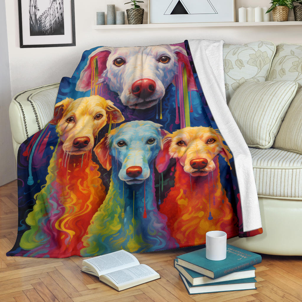 Bedlington Terrier Blanket, Trippy Psychedelics Bedlington Terrier Fleece Blanket, Bedlington Terrier Throw Blanket, Bedlington Terrier Gifts