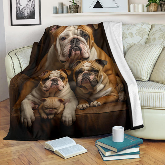 Bulldog Family Blanket, Bulldog Gifts, Bulldog Blanket, Bulldog Throw Blanket