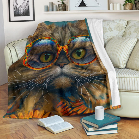 Persian Cat Blanket, Trippy Psychedelics Persian Cat Fleece Blanket, Persian Cat Throw Blanket, Persian Cat Gifts