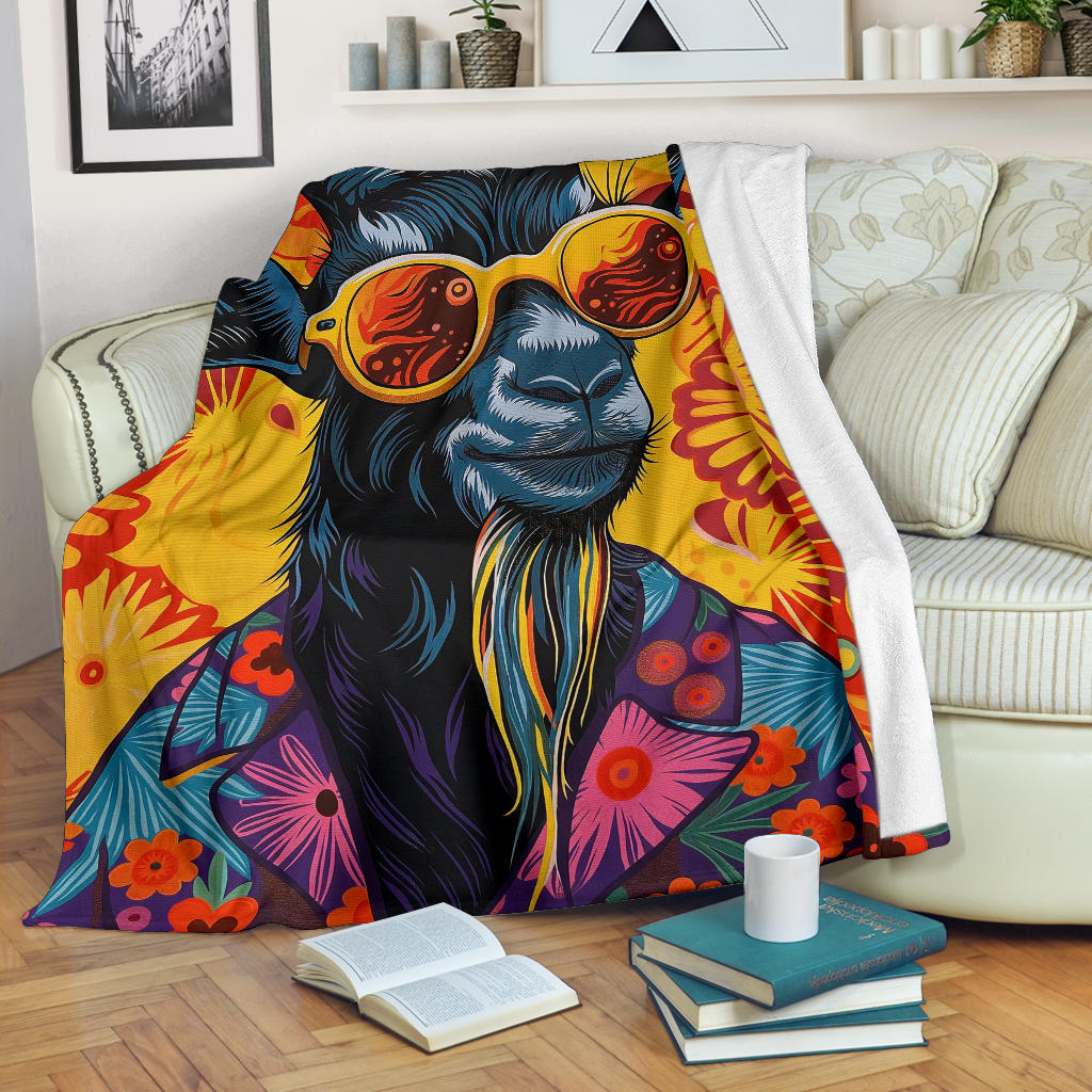 Goat Blanket, Trippy Psychedelics Goat Fleece Blanket, Goat Throw Blanket, Goat Gifts