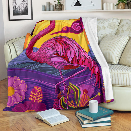 Flamingo Blanket, Trippy Psychedelics Flamingo Fleece Blanket, Flamingo Throw Blanket, Flamingo Gifts