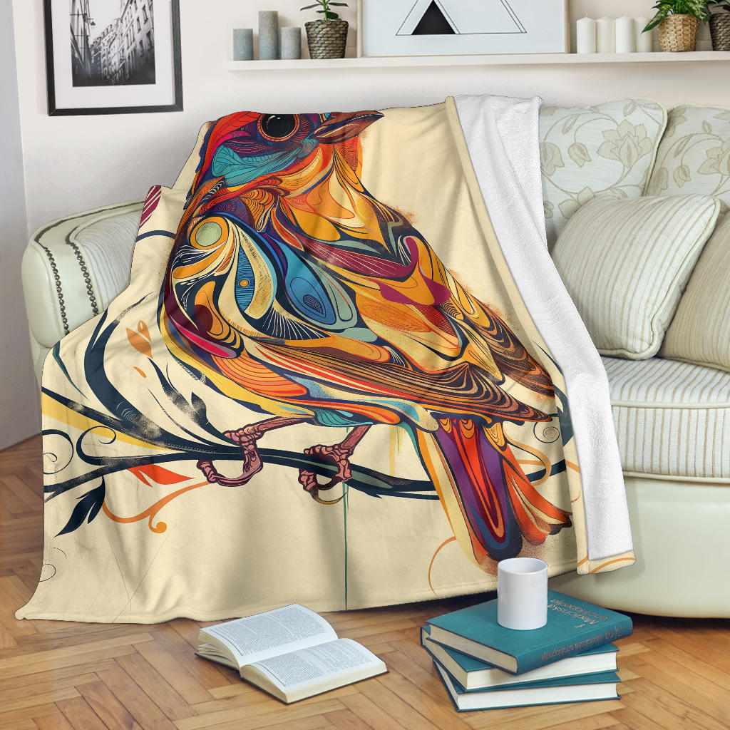 Finch bird Blanket, Trippy Psychedelics Finch bird Fleece Blanket, Finch bird Throw Blanket, Finch bird Gifts