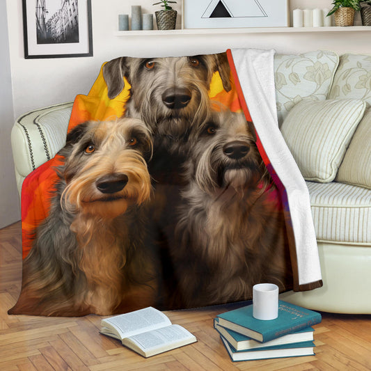 Irish Wolfhound Blanket, Trippy Psychedelics Irish Wolfhound Fleece Blanket, Irish Wolfhound Throw Blanket, Irish Wolfhound Gifts