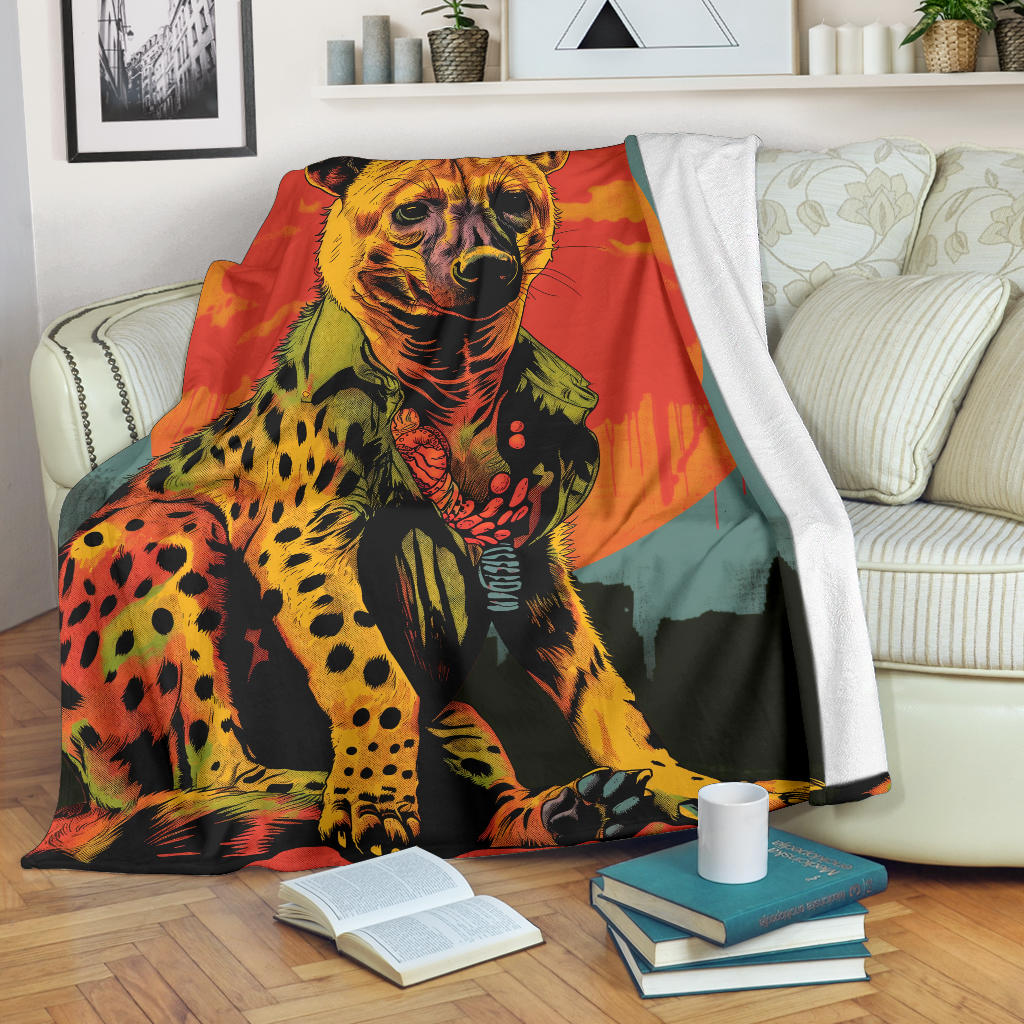 Hyena animal Blanket, Trippy Psychedelics Hyena animal Fleece Blanket, Hyena animal Throw Blanket, Hyena animal Gifts