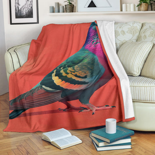 Pigeon Blanket, Trippy Psychedelics Pigeon Fleece Blanket, Pigeon Throw Blanket, Pigeon Gifts